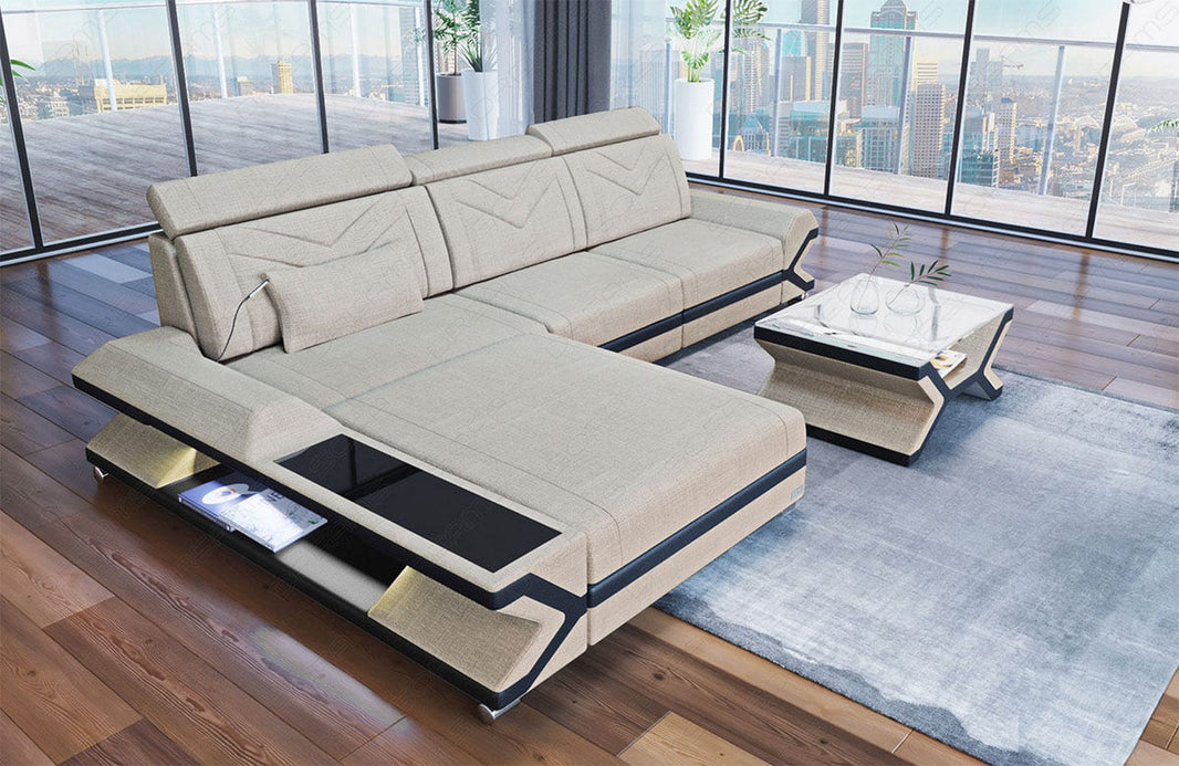 Couch Napoli L-Form in Stoff