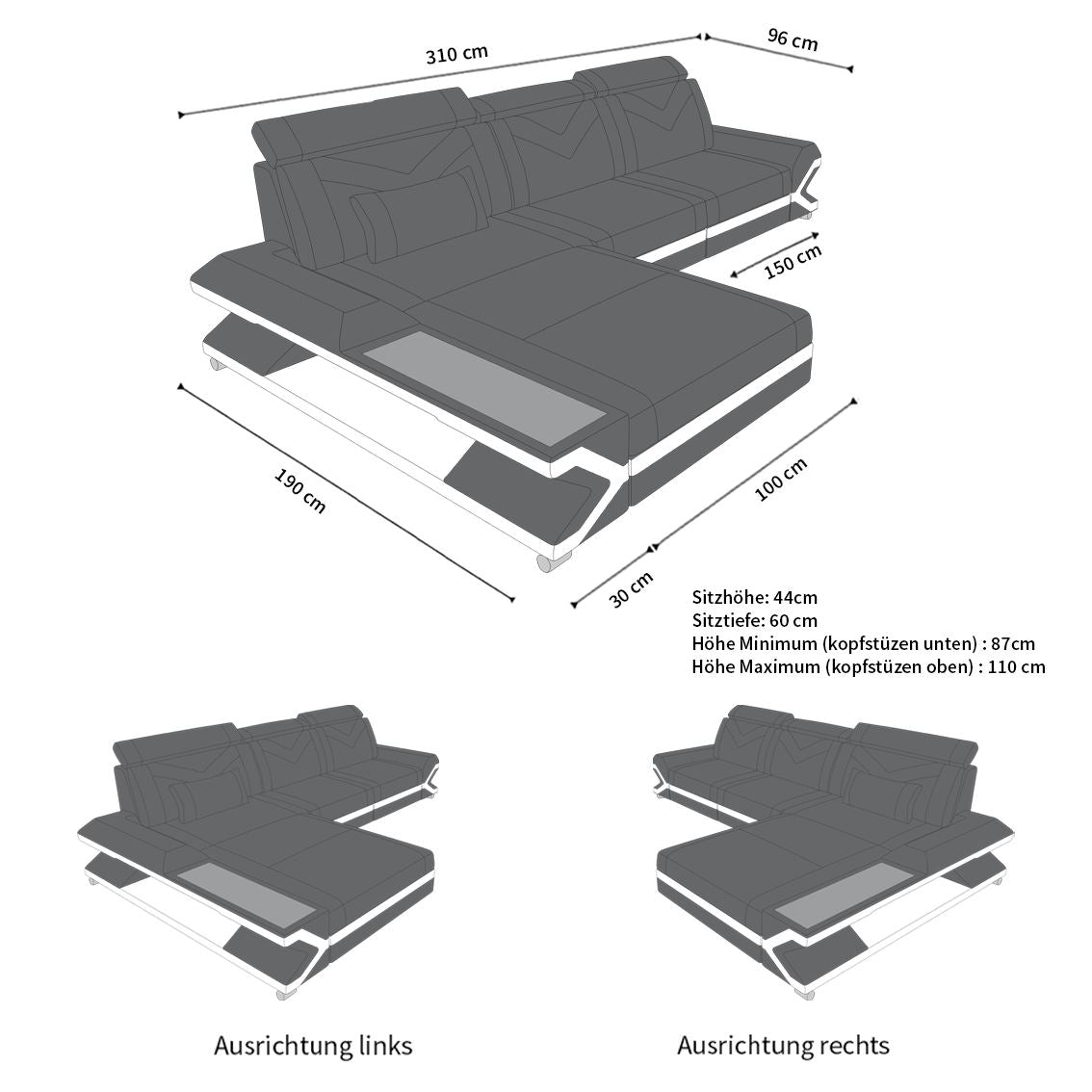 Ecksofa Napoli aus Stoff – Komfort & Stil