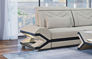 Couch Napoli L-Form in Stoff Elfenbein-Schwarz