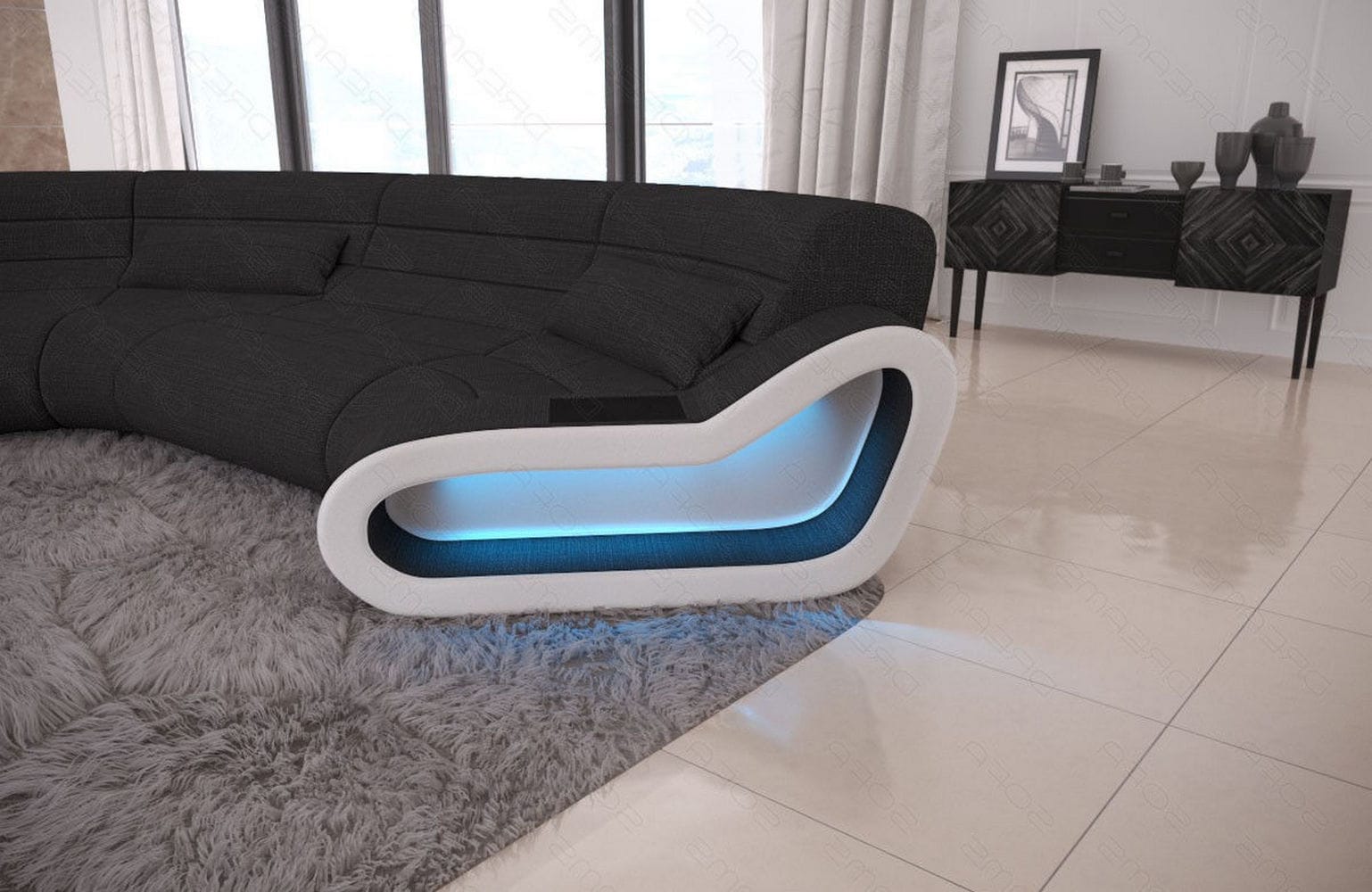 Stoff Wohnlandschaft Concept C – Modern & Komfortabel Schwarz-Weiß