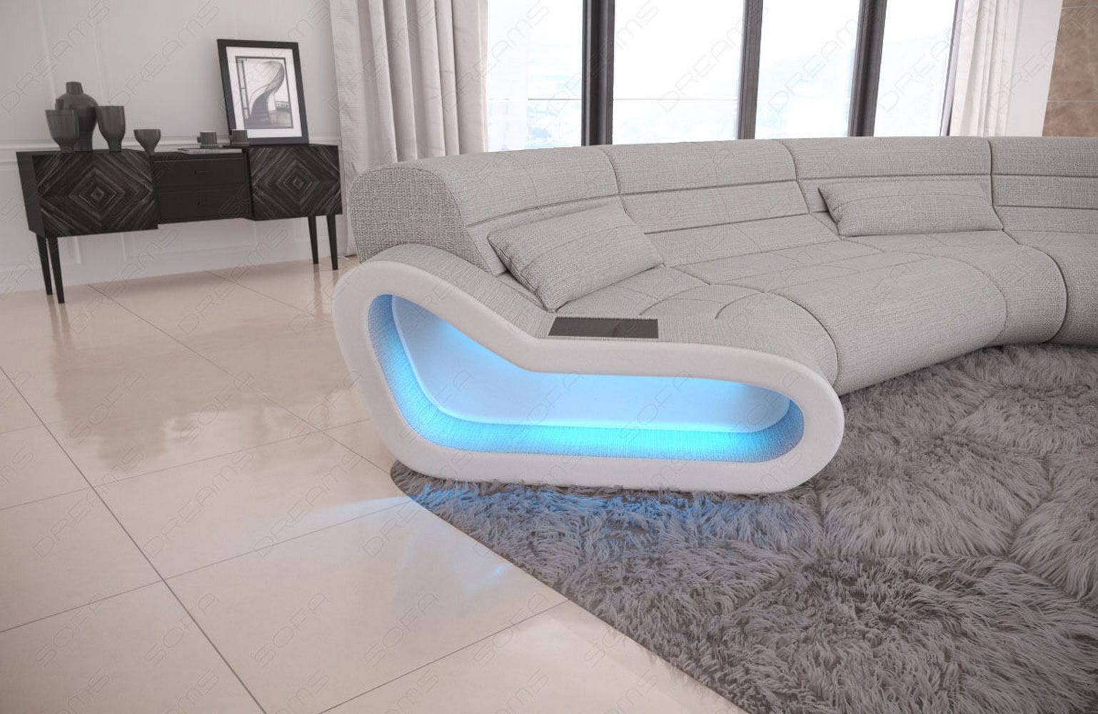 Stoff Wohnlandschaft Concept C – Modern & Komfortabel Macchiato-Weiß