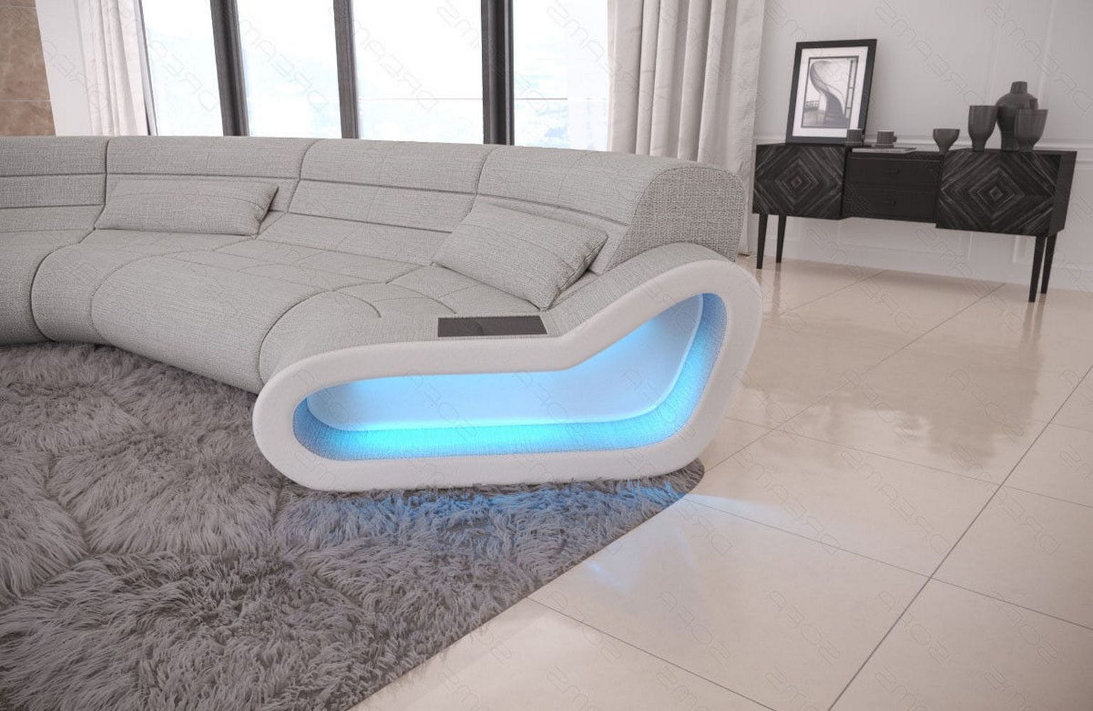 Stoff Wohnlandschaft Concept C – Modern & Komfortabel Macchiato-Weiß