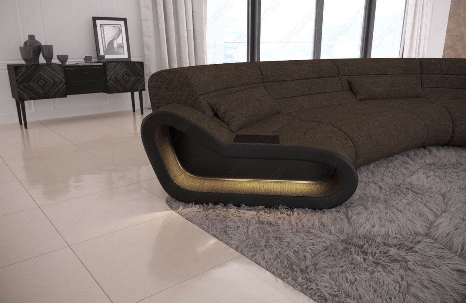 Stoff Wohnlandschaft Concept C – Modern & Komfortabel Braun-Schwarz