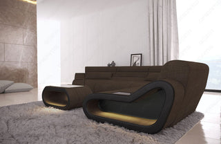 Stoff Couch Concept C-Form Braun-Schwarz