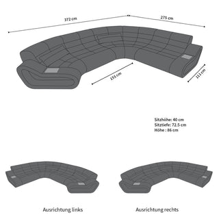 Stoff Couch Concept C-Form Braun-Schwarz