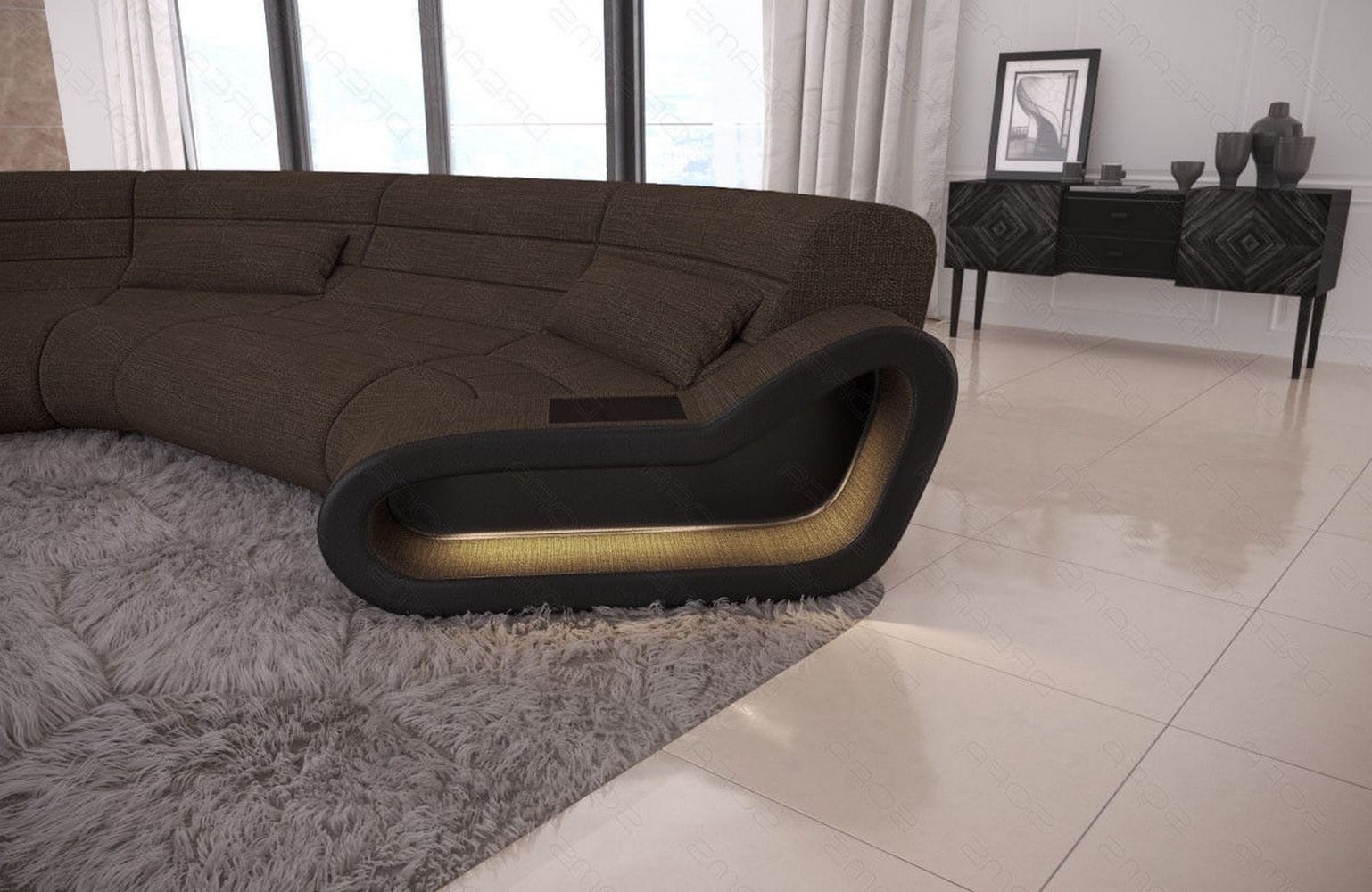 Stoff Wohnlandschaft Concept C – Modern & Komfortabel Braun-Schwarz