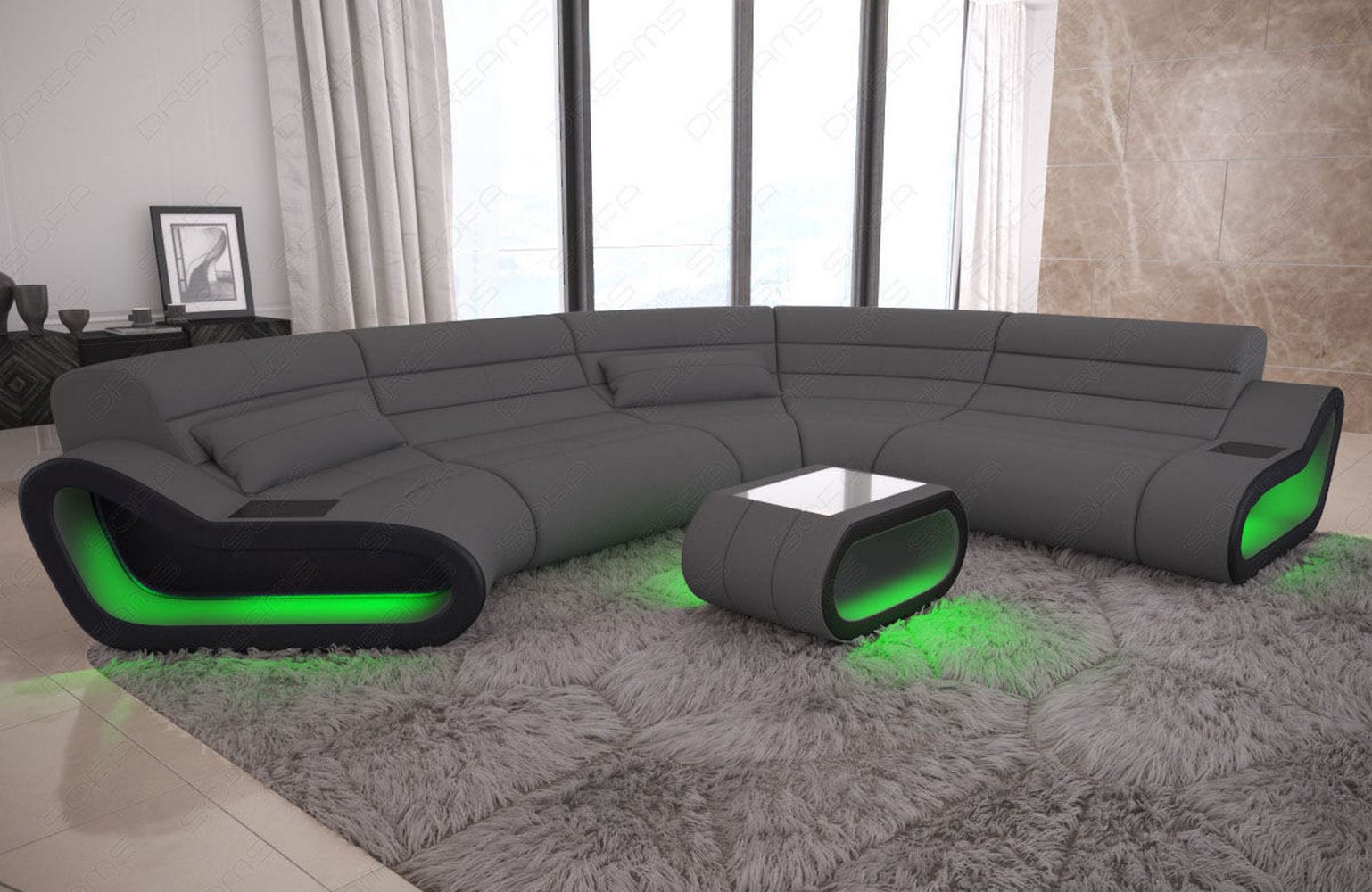 Stoff Wohnlandschaft Concept C – Modern & Komfortabel Grau-Schwarz
