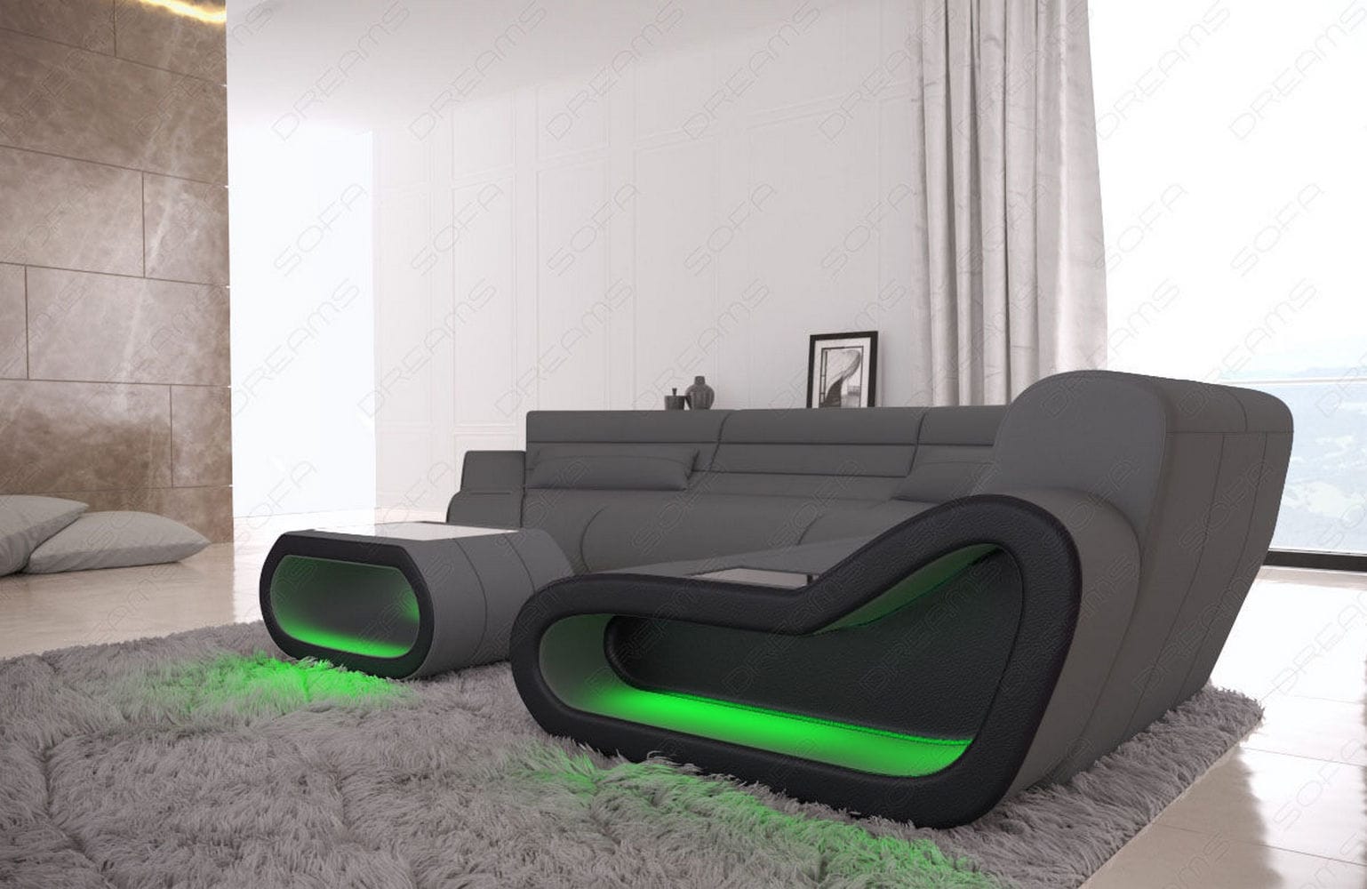 Stoff Wohnlandschaft Concept C – Modern & Komfortabel Grau-Schwarz