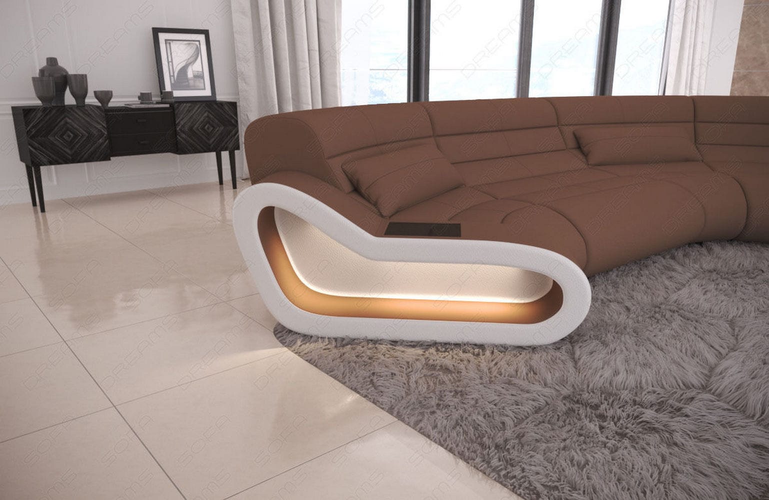 Stoff Wohnlandschaft Concept C – Modern & Komfortabel Hellbraun-Weiß