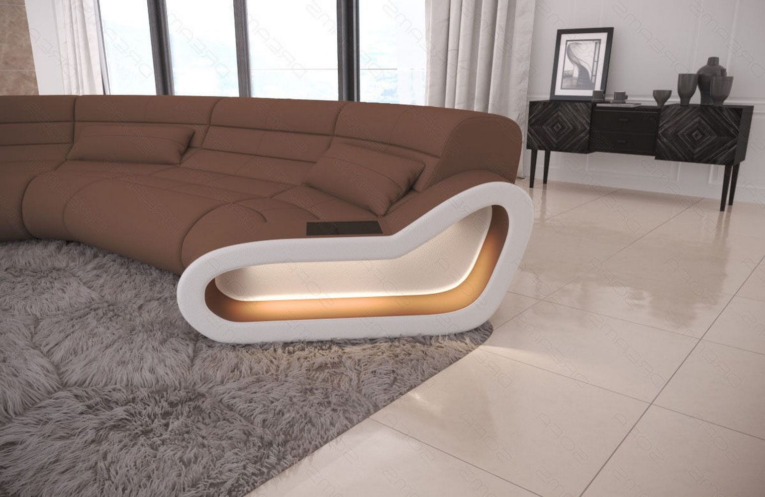 Stoff Wohnlandschaft Concept C – Modern & Komfortabel Hellbraun-Weiß