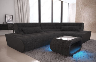 Mini Stoff Ecksofa Concept L-Form Schwarzgrau-Schwarz