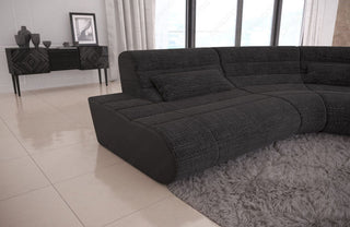 Mini Stoff Ecksofa Concept L-Form Schwarzgrau-Schwarz