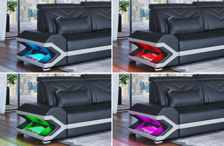 Ecksofa Sorrento L-Form aus Stoff Elfenbein-Schwarz
