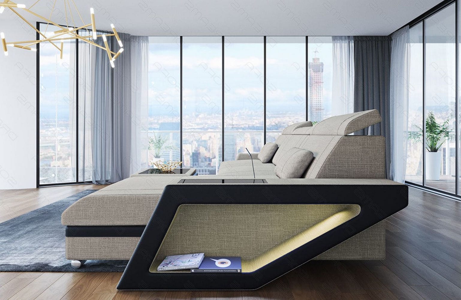 Ecksofa Catania – Komfortabel & Modern Elfenbein-Schwarz