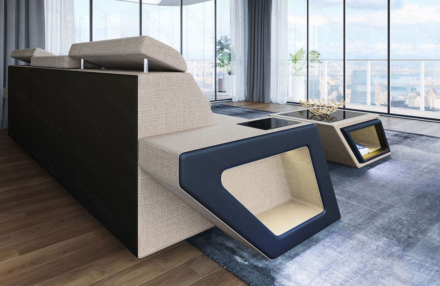 Ecksofa Catania – Komfortabel & Modern Elfenbein-Schwarz