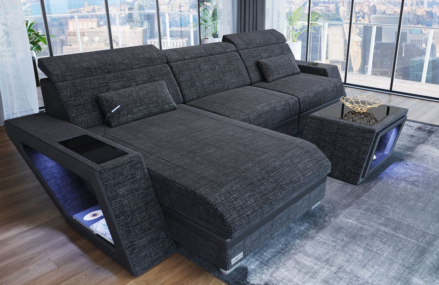 Ecksofa Catania – Komfortabel & Modern Schwarzgrau-Schwarz