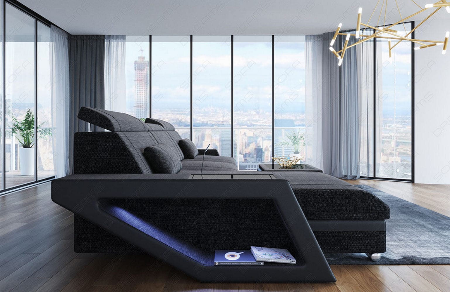 Ecksofa Catania – Komfortabel & Modern Schwarzgrau-Schwarz