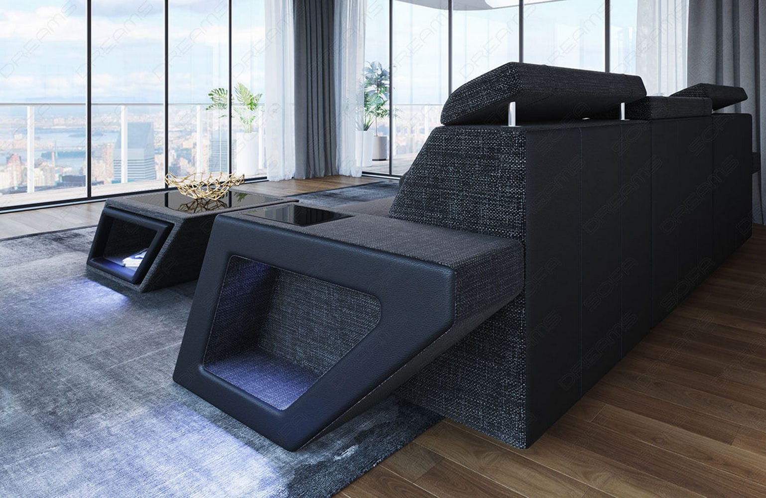 Ecksofa Catania – Komfortabel & Modern Schwarzgrau-Schwarz