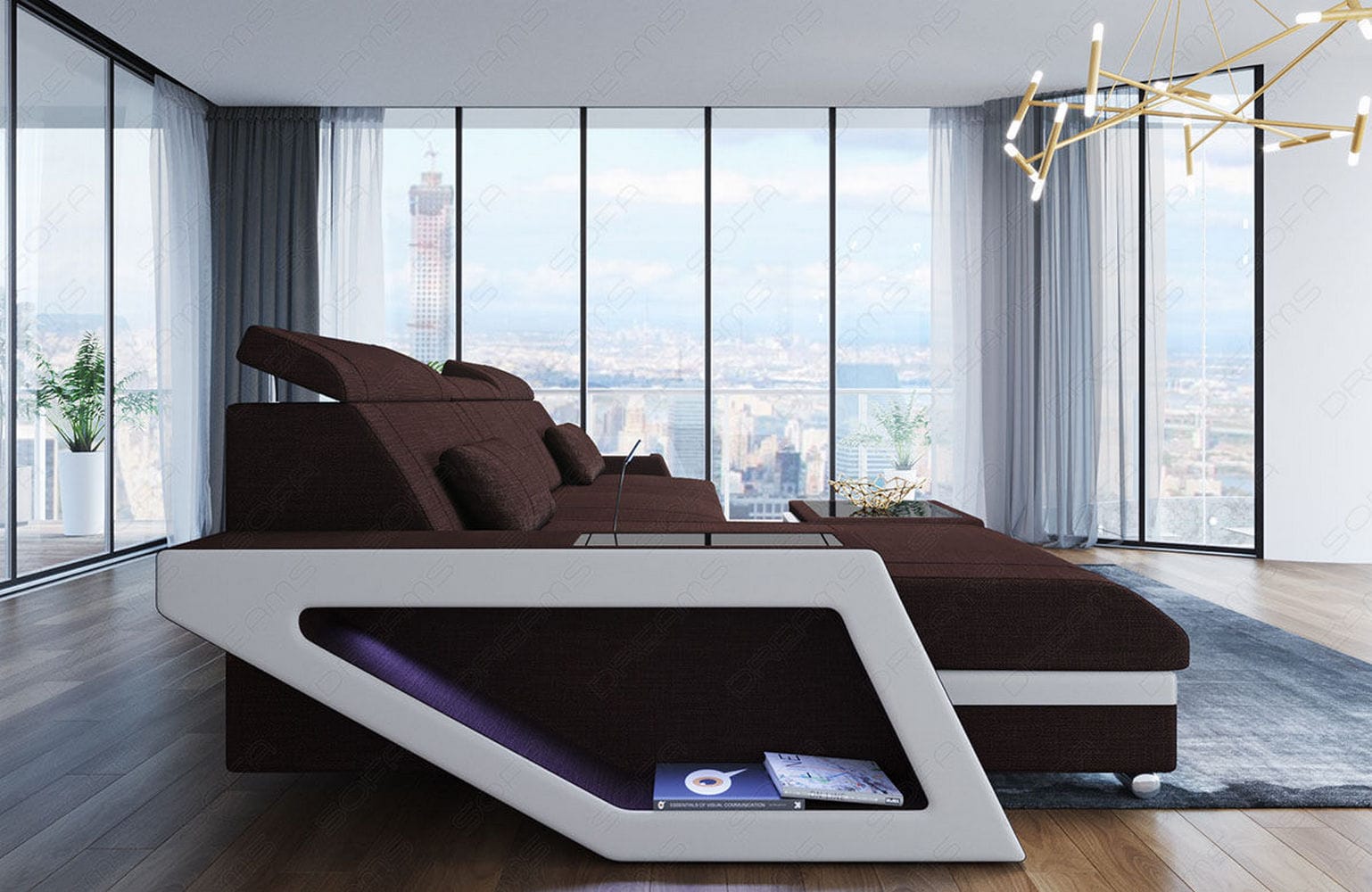 Ecksofa Catania – Komfortabel & Modern Graubraun-Weiß