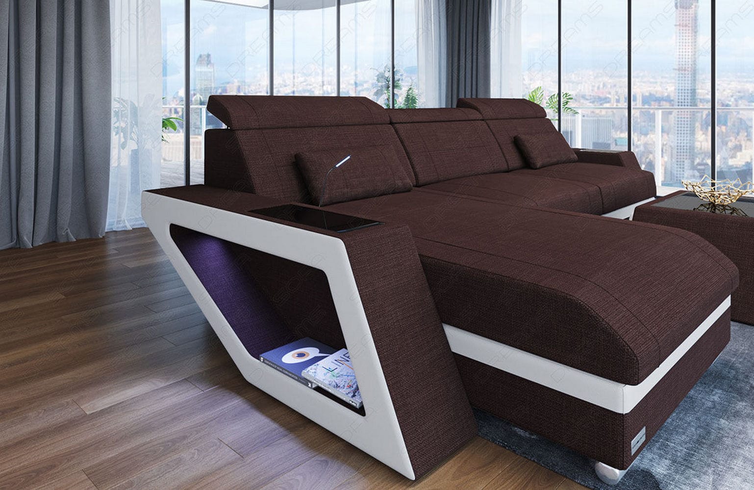 Ecksofa Catania – Komfortabel & Modern Graubraun-Weiß