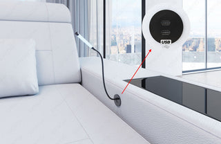 Ecksofa Catania L-Form aus Stoff Graubraun-Weiß