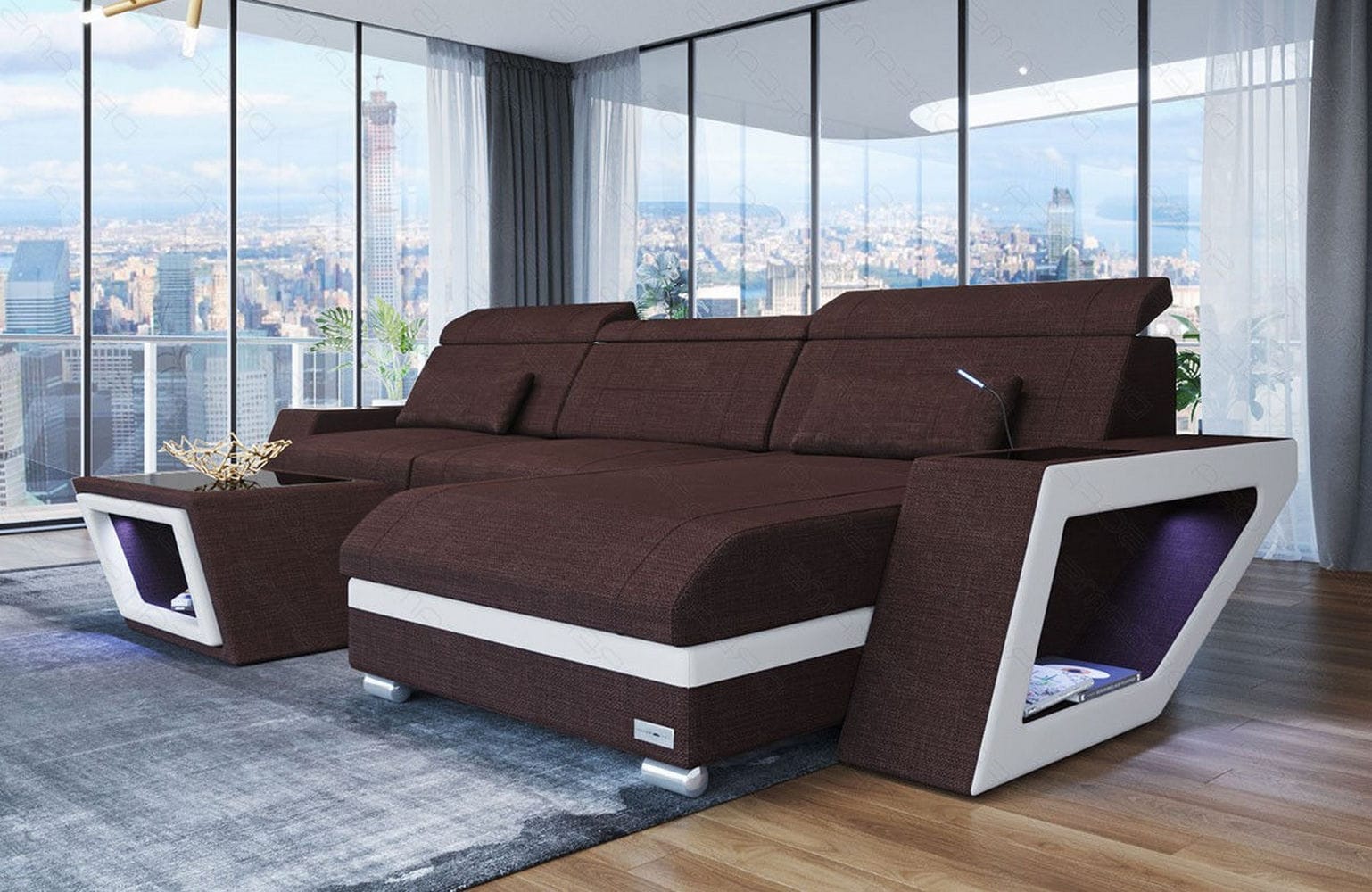 Ecksofa Catania – Komfortabel & Modern Graubraun-Weiß