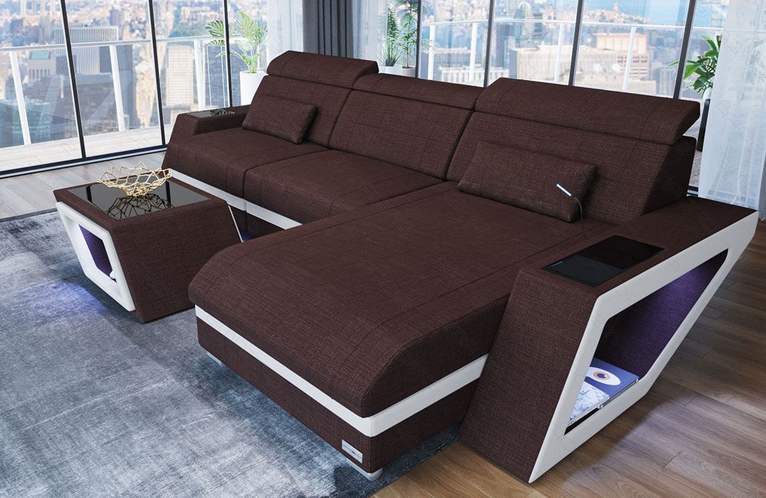 Ecksofa Catania – Komfortabel & Modern Graubraun-Weiß