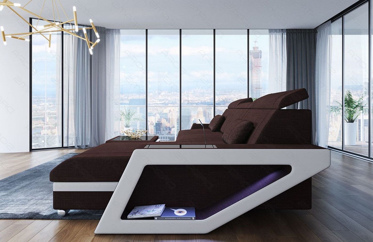 Ecksofa Catania – Komfortabel & Modern Graubraun-Weiß