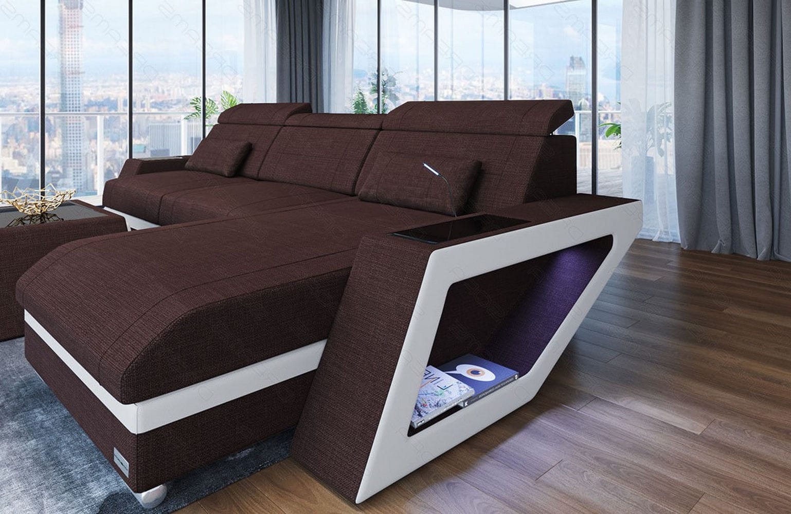 Ecksofa Catania – Komfortabel & Modern Graubraun-Weiß
