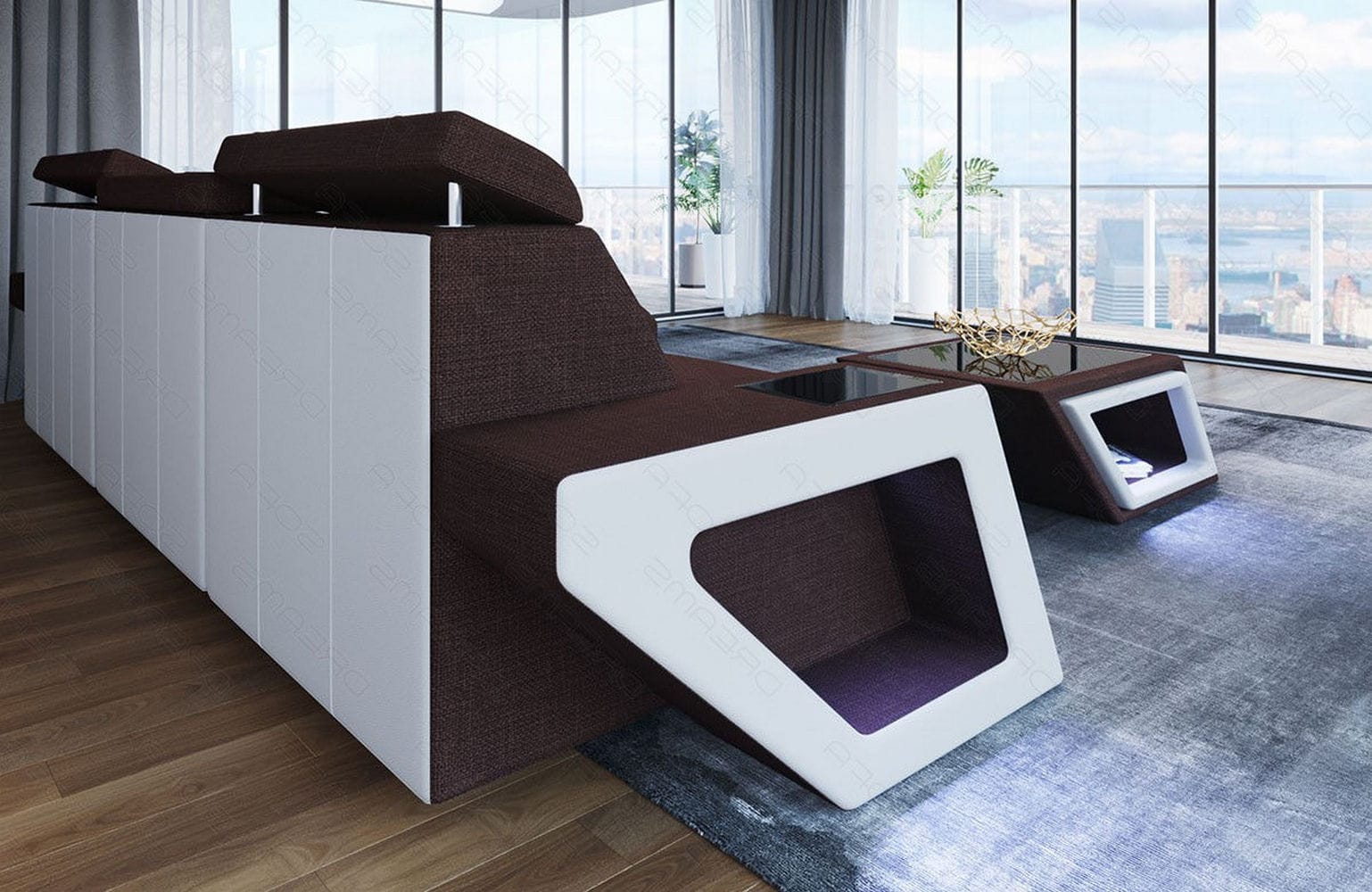 Ecksofa Catania – Komfortabel & Modern Graubraun-Weiß