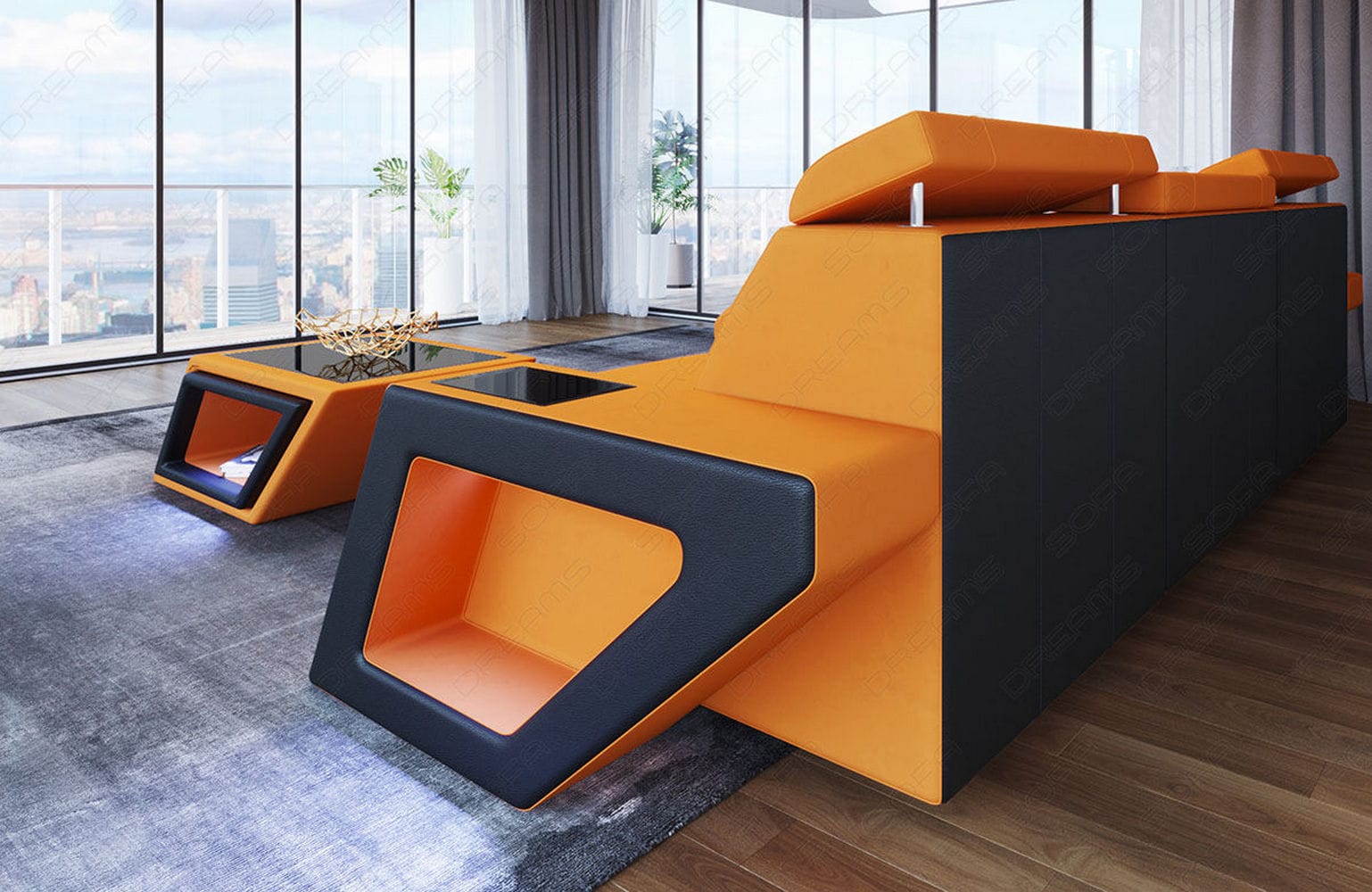 Ecksofa Catania – Komfortabel & Modern Apricot-Schwarz
