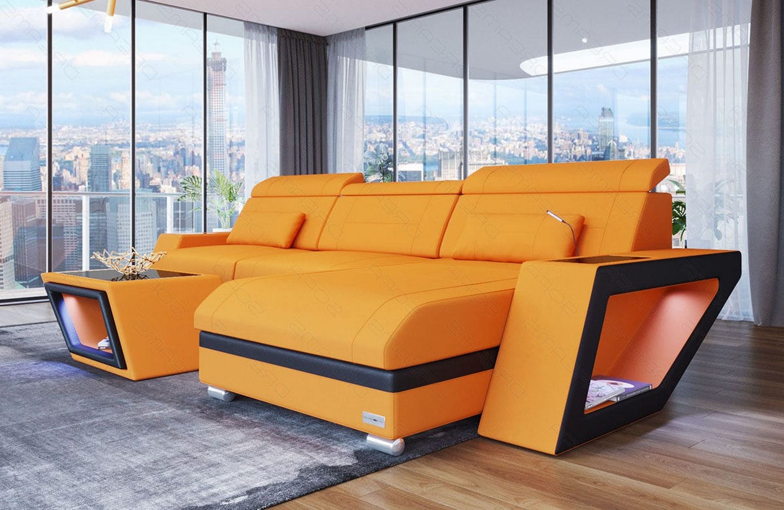 Ecksofa Catania – Komfortabel & Modern Apricot-Schwarz