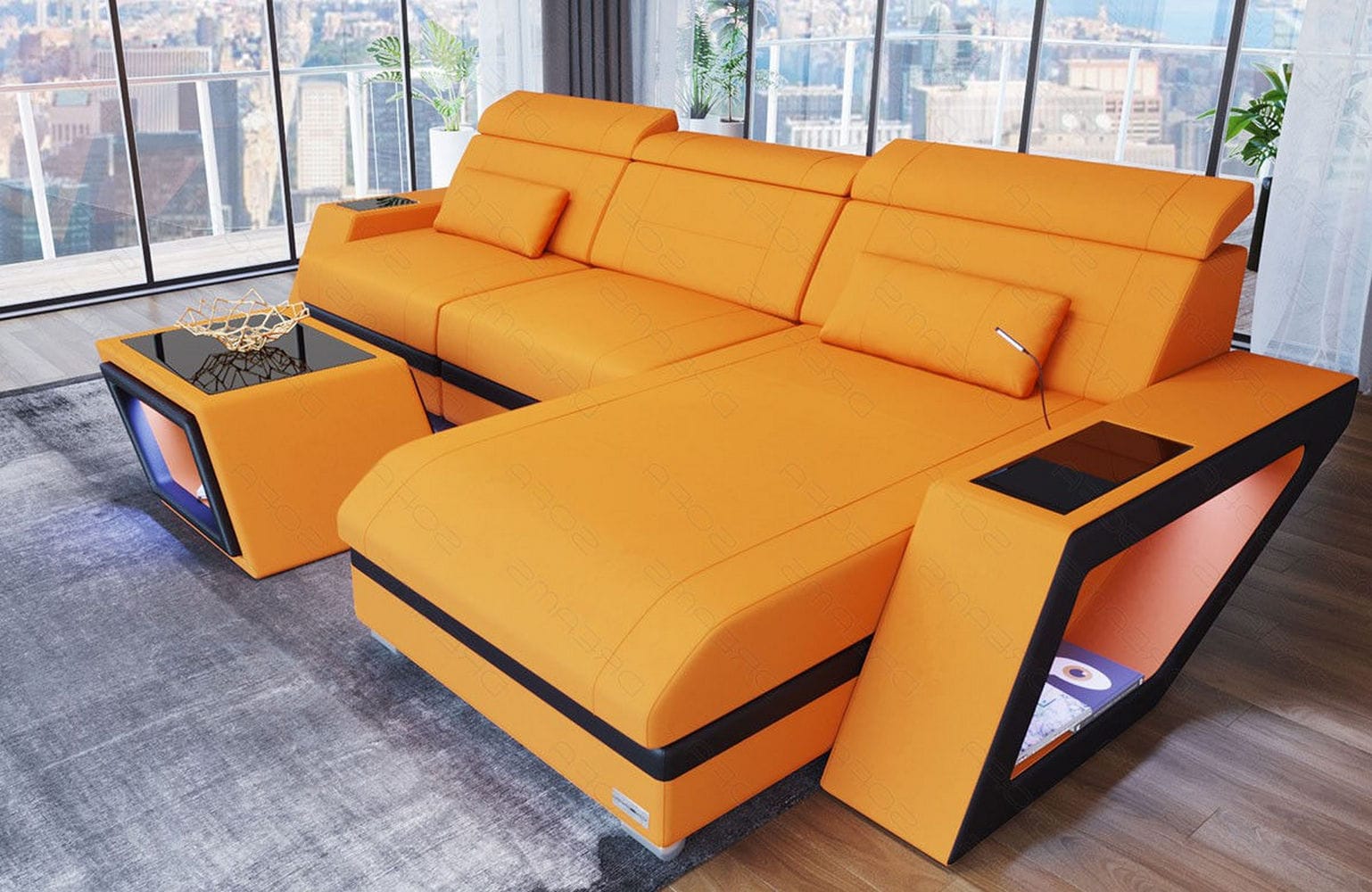 Ecksofa Catania – Komfortabel & Modern Apricot-Schwarz