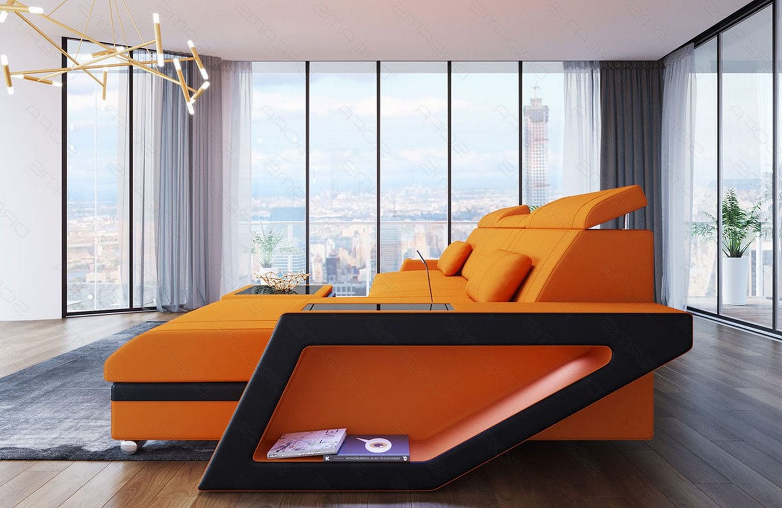 Ecksofa Catania – Komfortabel & Modern Apricot-Schwarz