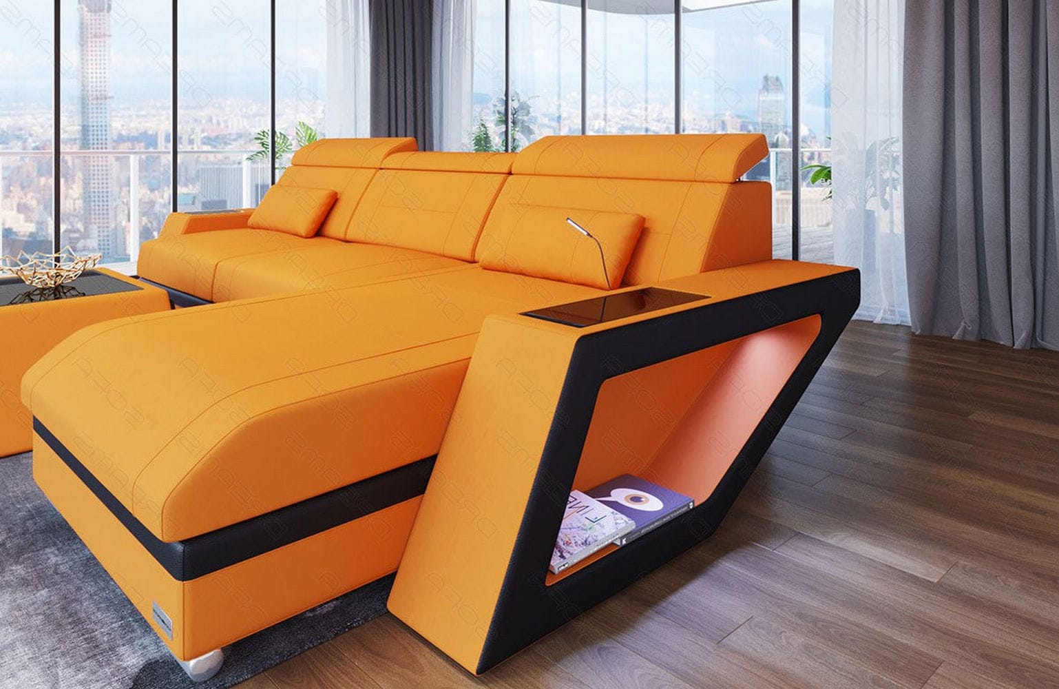 Ecksofa Catania – Komfortabel & Modern Apricot-Schwarz