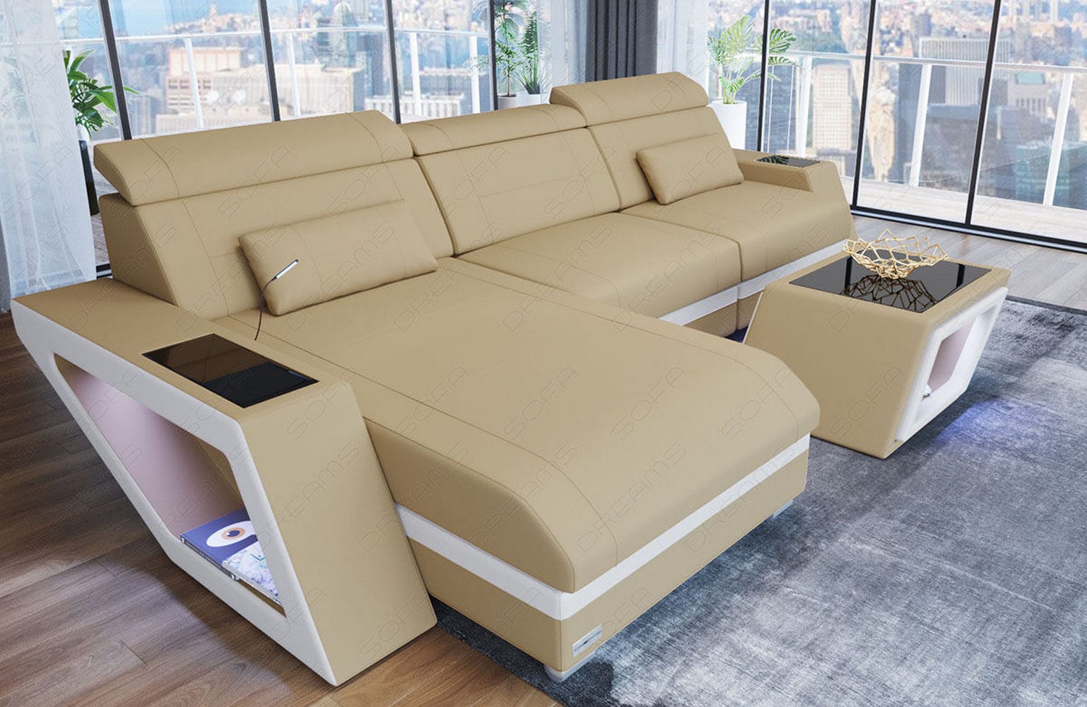 Ecksofa Catania – Komfortabel & Modern Beige-Weiß