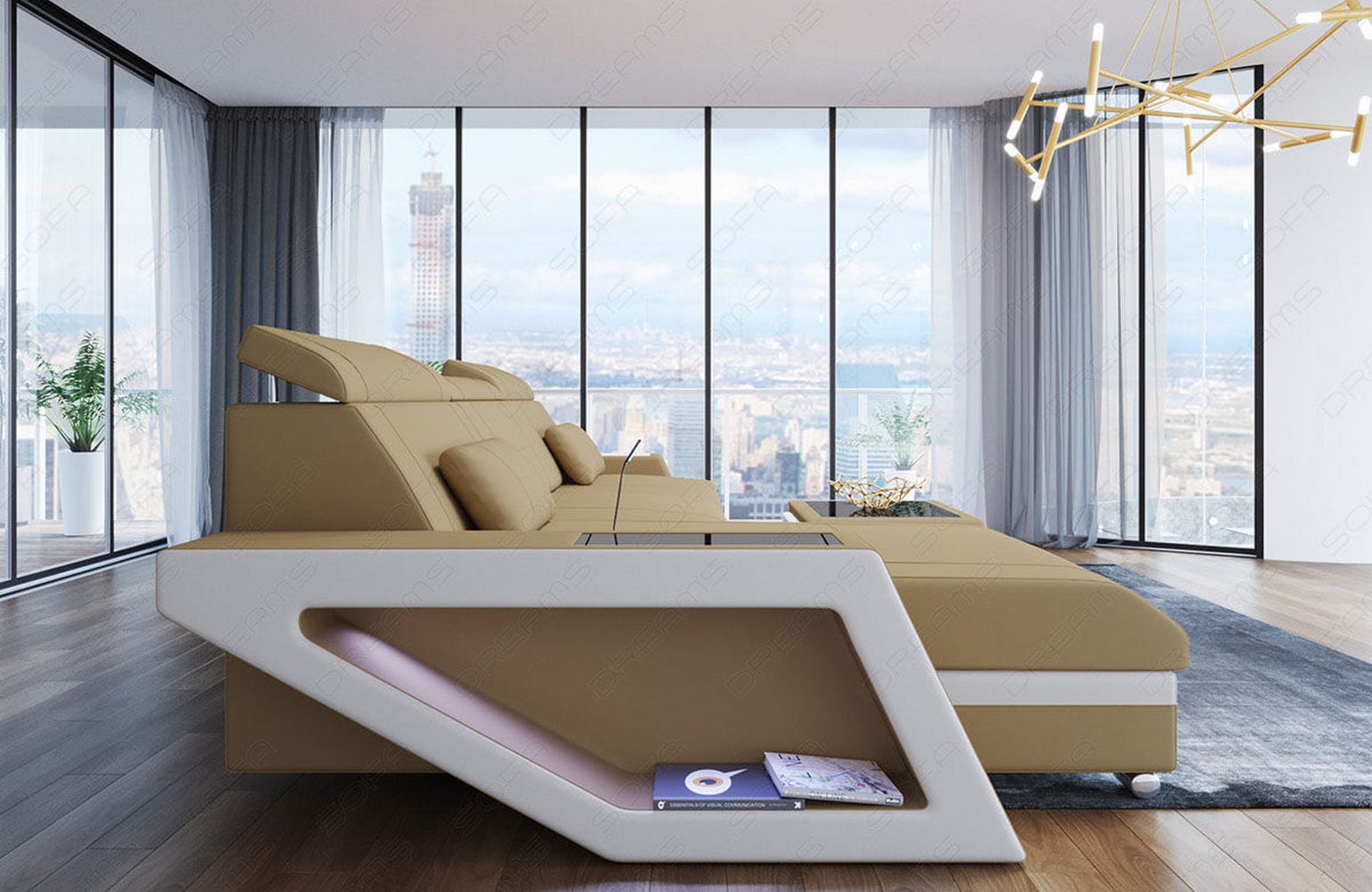 Ecksofa Catania – Komfortabel & Modern Beige-Weiß
