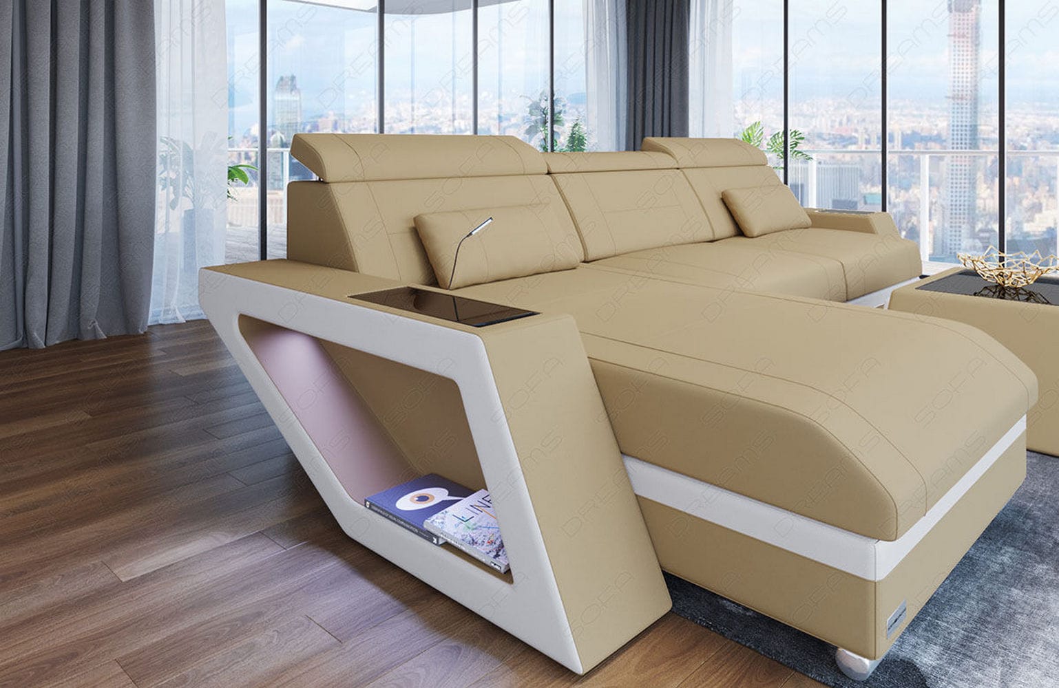 Ecksofa Catania – Komfortabel & Modern Beige-Weiß