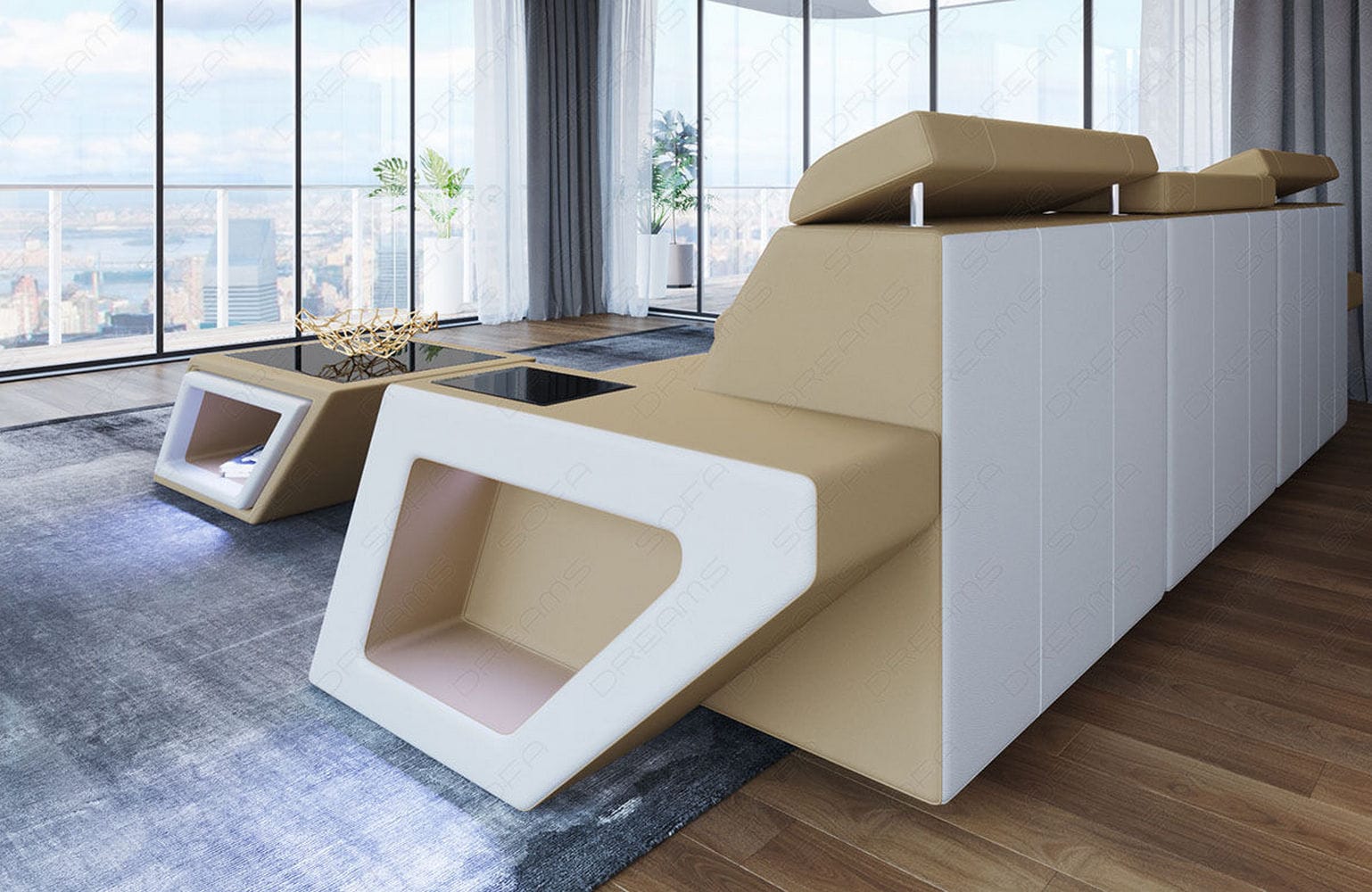Ecksofa Catania – Komfortabel & Modern Beige-Weiß