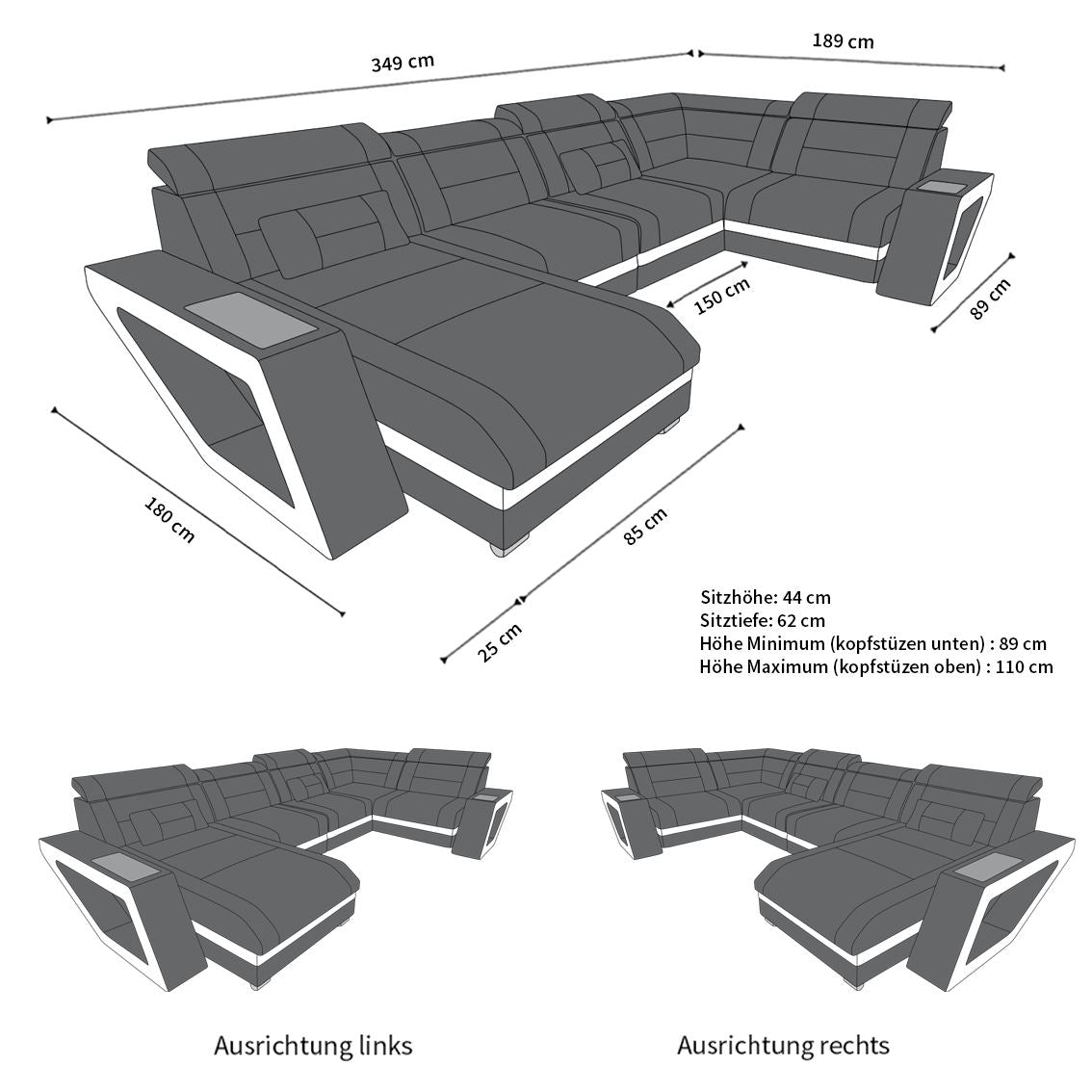 Stoff Wohnlandschaft Catania – Modern & Bequem