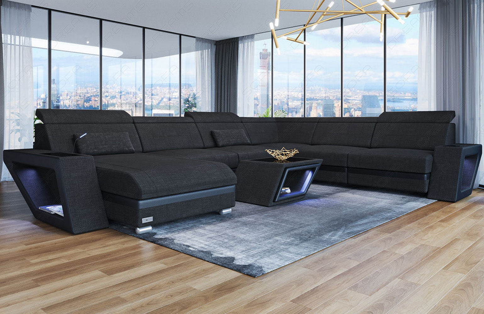 XXL Stoff Wohnlandschaft Catania – Bequem & Geräumig