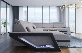 Wohnlandschaft Catania XXL U-Form in Stoff Macchiato-Schwarz