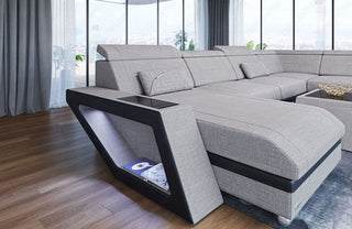 Wohnlandschaft Catania XXL U-Form in Stoff Macchiato-Schwarz