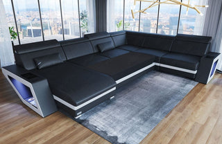 Wohnlandschaft Catania XXL U-Form in Stoff Macchiato-Schwarz