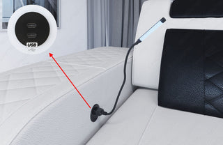 Stoff Ecksofa Foggia L-Form Braun-Weiß