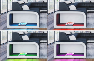 Stoff Ecksofa Foggia L-Form Braun-Weiß