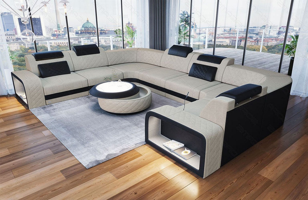 Stoff Wohnlandschaft Foggia U-Form