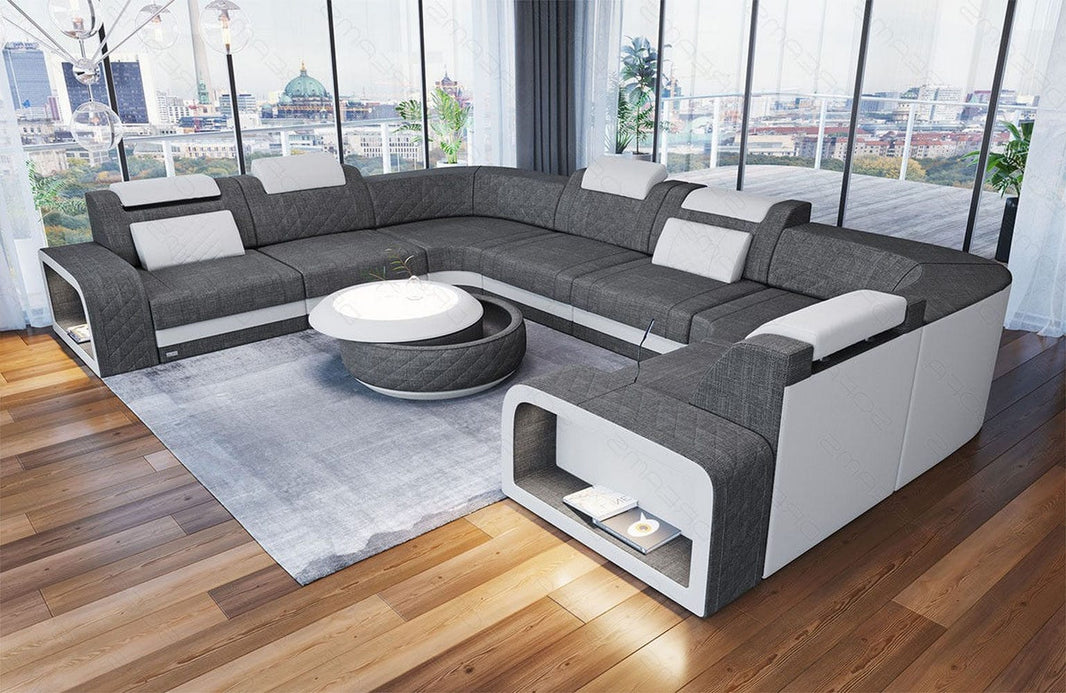 Stoff Wohnlandschaft Foggia U-Form
