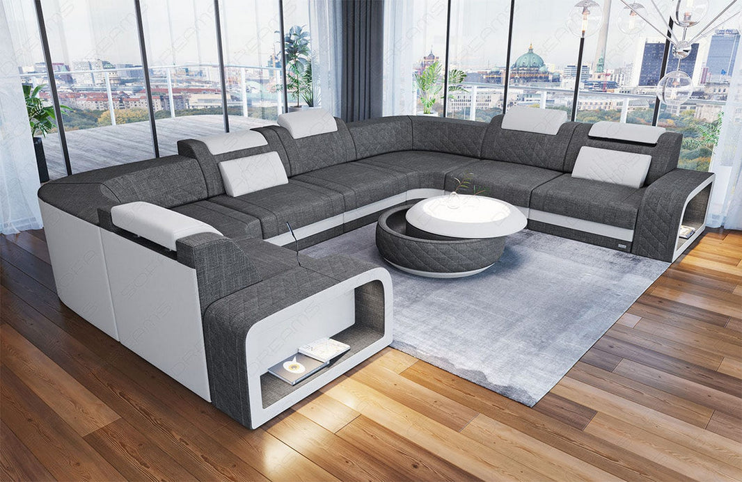Stoff Wohnlandschaft Foggia U-Form