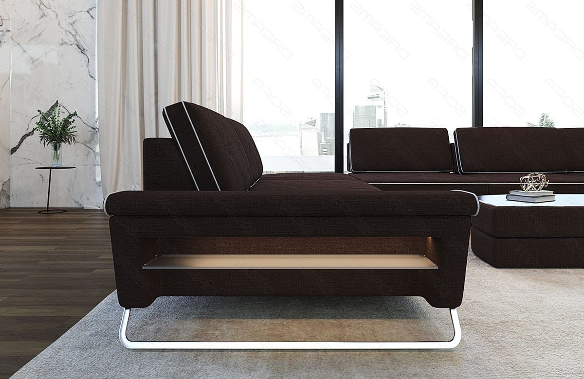 Stoff Wohnlandschaft Bari XXL – Geräumig & Bequem Graubraun-Weiß